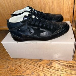 Golden Goose Midstar Size 39 Blk Suede star wingtip/Gold/Blk leather